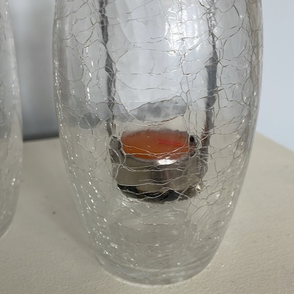 Crackled glass tea light candle holders never used super decorative set of 2 - Picture 3 of 4